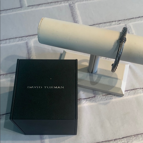 David Yurman Sterling Silver Pave Black Diamond Cable Cuff